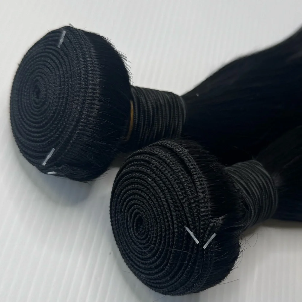 Human Hair Blend Straight Bundles | 10 Inch Black Soft Silky Weft Extensions
